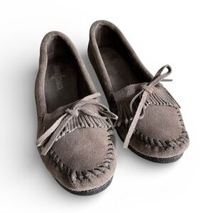 Minnetonka Gray Suede Moccasins Loafers
